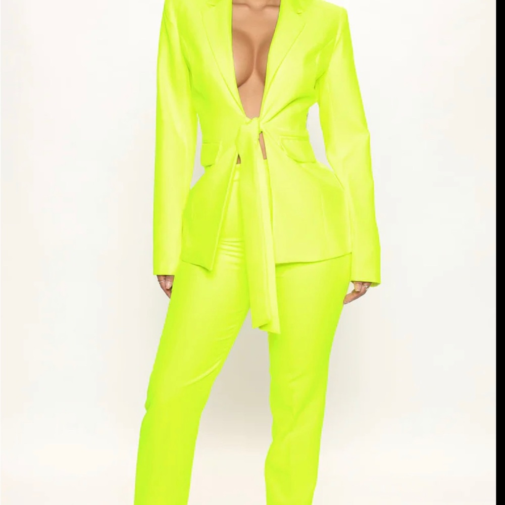 Neon yellow blazer set